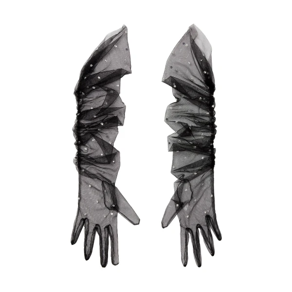 Tulle Gloves With Stars In Black