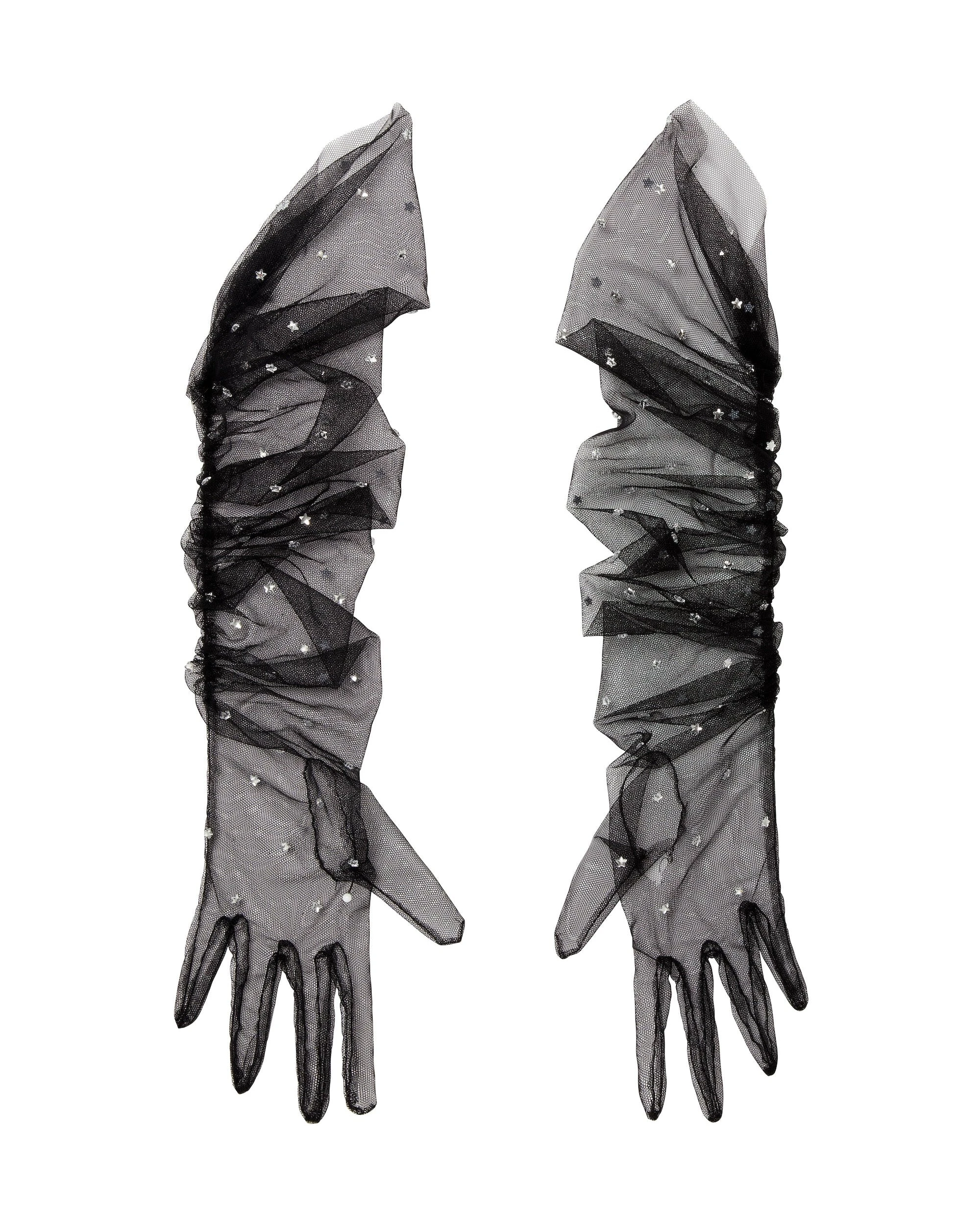 David Koma Tulle Gloves With Stars In Black David Koma Tulle Gloves With Stars In Black