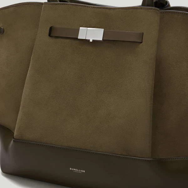 DeMellier Lena Mahfouf x The New York in Fern Suede Shoulder Bag, view 2 | Shoulder & Crossbody Bags | Coveti