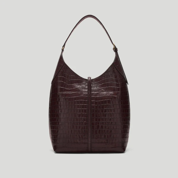 DeMellier Taylor Hill x The Large Siena Bucket in Burgundy Croc-Effect Bucket Bag, view 6 | Bucket Bags | Coveti