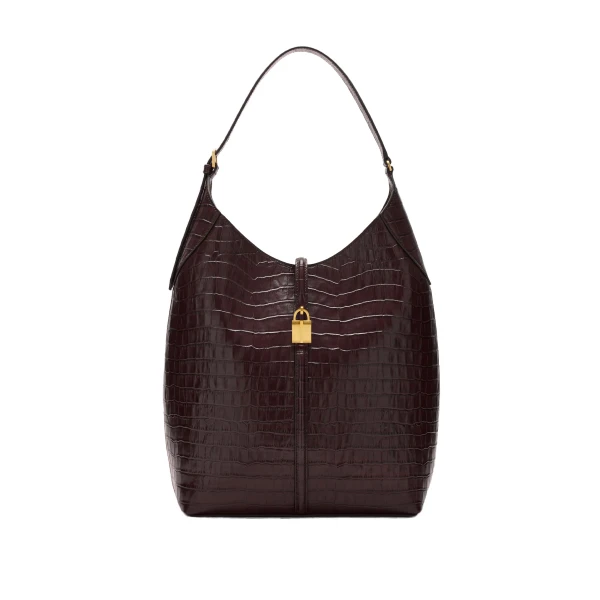 Taylor Hill x The Large Siena Bucket in Burgundy Croc-Effect Bucket Bag