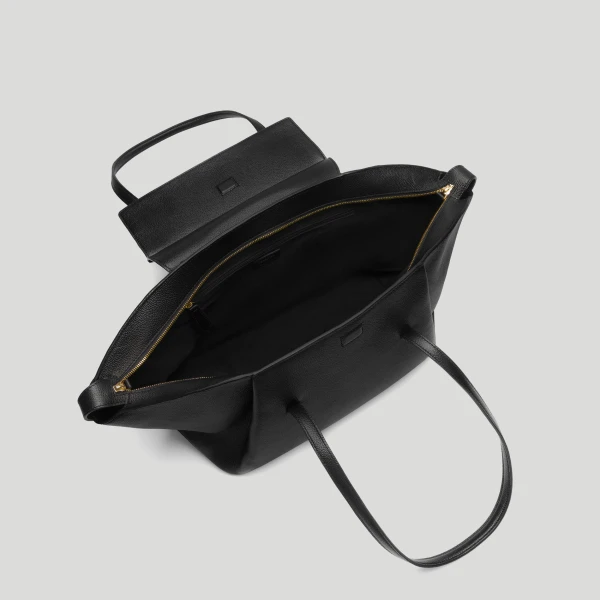 DeMellier The Brooklyn in Black Small Grain Tote Bag, view 4 | Totes & Top-Handle Bags | Coveti