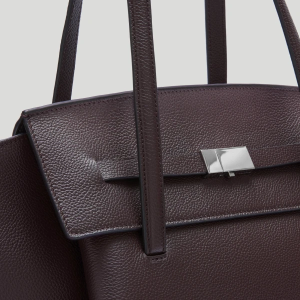 DeMellier The Brooklyn in Bordeaux Small Grain Tote Bag, view 3 | Totes & Top-Handle Bags | Coveti