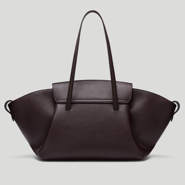 DeMellier The Brooklyn in Bordeaux Small Grain Tote Bag, view 6 | Totes & Top-Handle Bags | Coveti