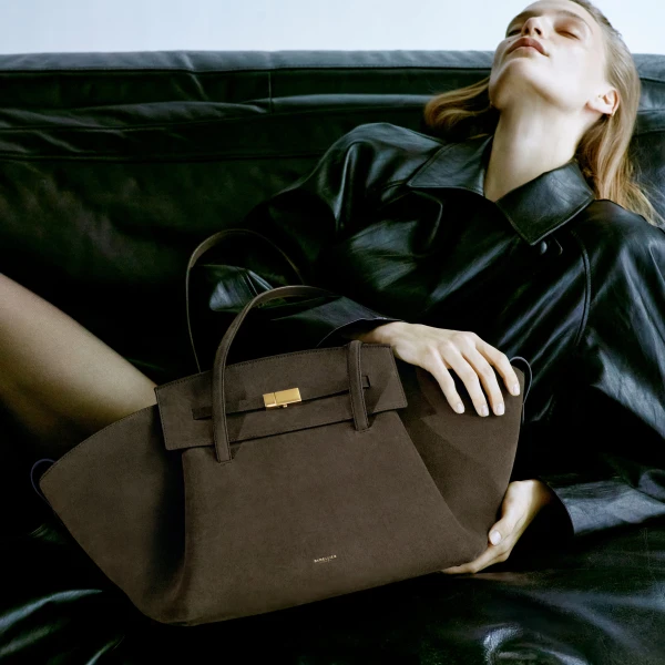 DeMellier The Brooklyn in Hazel Suede Tote Bag, view 2 | Totes & Top-Handle Bags | Coveti