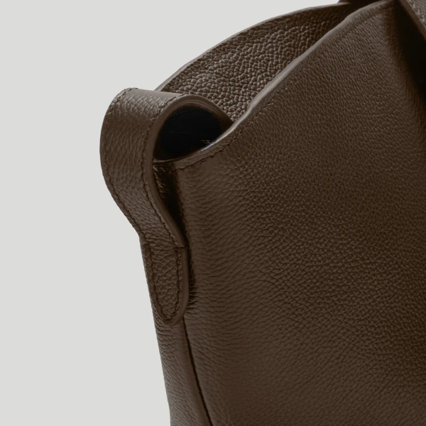 DeMellier The Brooklyn in Mocha Small Grain Tote Bag, view 5 | Totes & Top-Handle Bags | Coveti