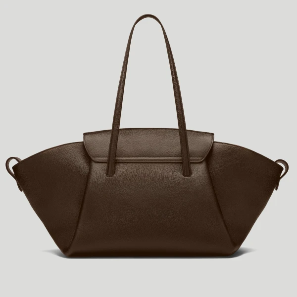 DeMellier The Brooklyn in Mocha Small Grain Tote Bag, view 6 | Totes & Top-Handle Bags | Coveti