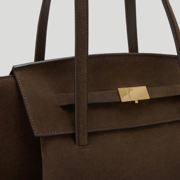 DeMellier The Brooklyn in Mocha Suede Tote Bag, view 3 | Totes & Top-Handle Bags | Coveti