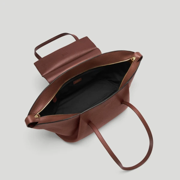 DeMellier The Brooklyn in Warm Brown Small Grain Tote Bag, view 4 | Totes & Top-Handle Bags | Coveti