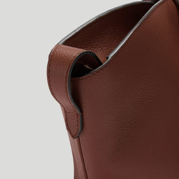 DeMellier The Brooklyn in Warm Brown Small Grain Tote Bag, view 5 | Totes & Top-Handle Bags | Coveti
