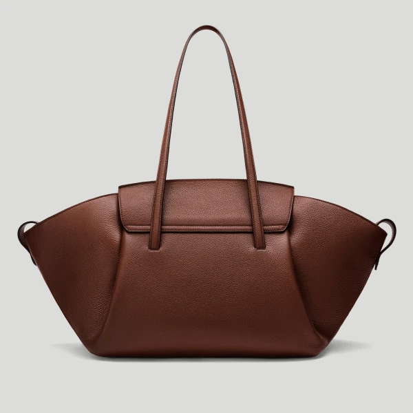 DeMellier The Brooklyn in Warm Brown Small Grain Tote Bag, view 6 | Totes & Top-Handle Bags | Coveti