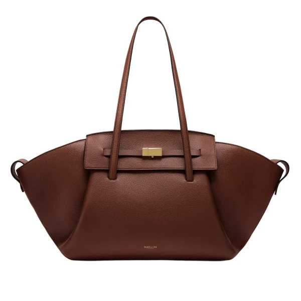 The Brooklyn in Warm Brown Small Grain Tote Bag