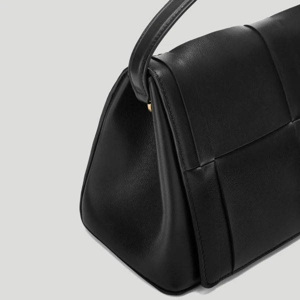 DeMellier The Florence Crossbody in Black Fine Grain Crossbody Bag, view 4 | Shoulder & Crossbody Bags | Coveti