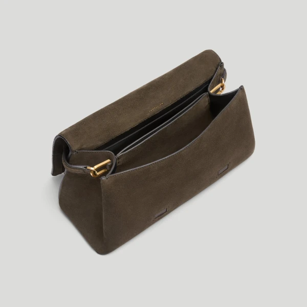 DeMellier The Florence Crossbody in Hazel Suede Crossbody Bag, view 3 | Shoulder & Crossbody Bags | Coveti
