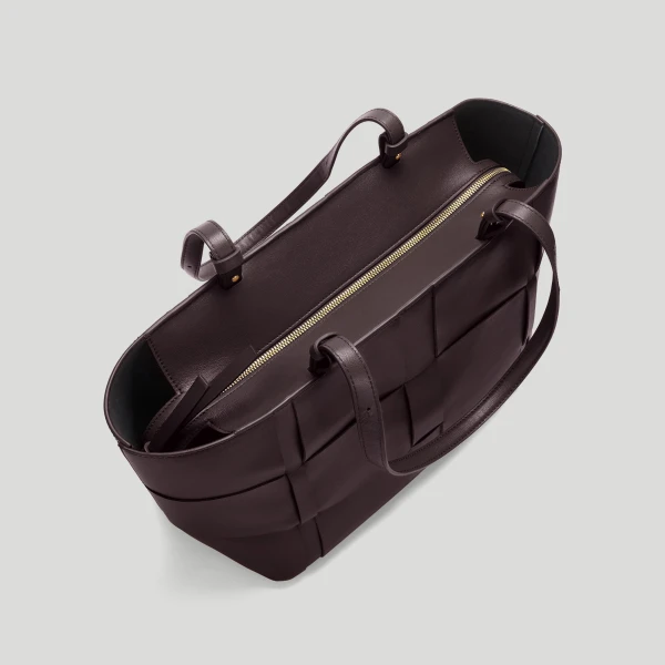 DeMellier The Florence in Bordeaux Fine Grain Tote Bag, view 3 | Totes & Top-Handle Bags | Coveti
