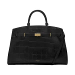 DeMellier The Hudson in Black Large Croc-Effect Tote Bag | Totes & Top-Handle Bags | Coveti