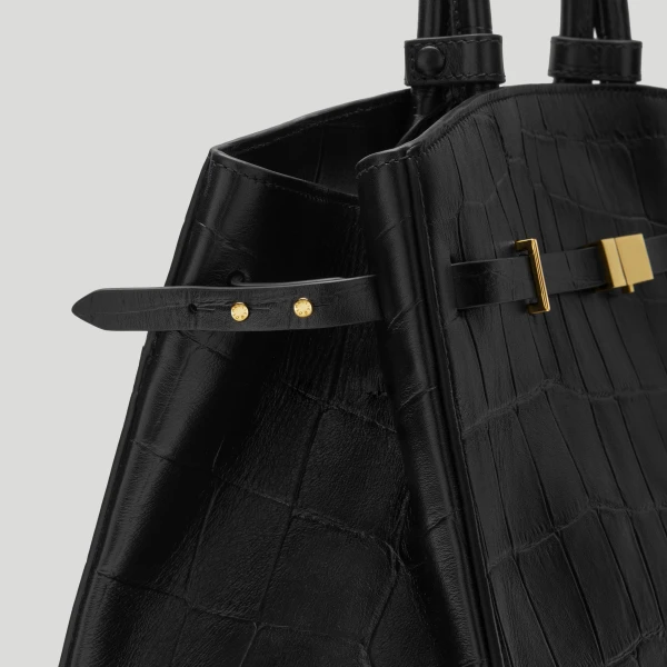 DeMellier The Hudson in Black Large Croc-Effect Tote Bag, view 3 | Totes & Top-Handle Bags | Coveti