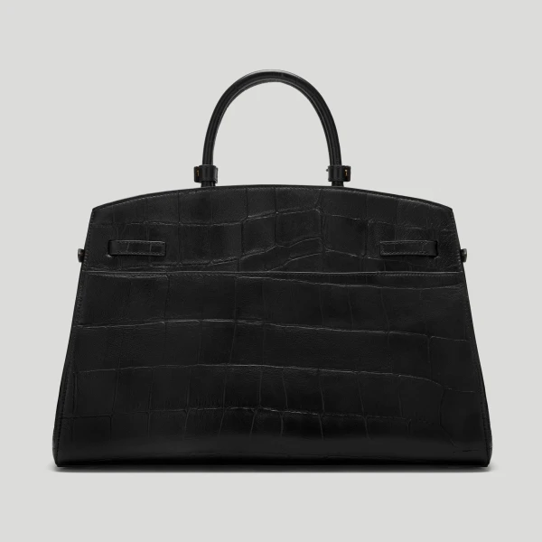 DeMellier The Hudson in Black Large Croc-Effect Tote Bag, view 6 | Totes & Top-Handle Bags | Coveti