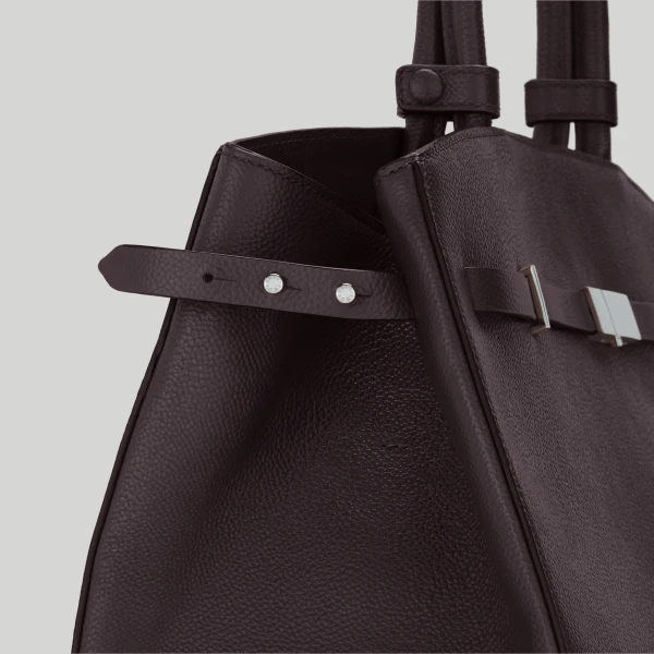 DeMellier The Hudson in Bordeaux Small Grain Tote Bag, view 2 | Totes & Top-Handle Bags | Coveti