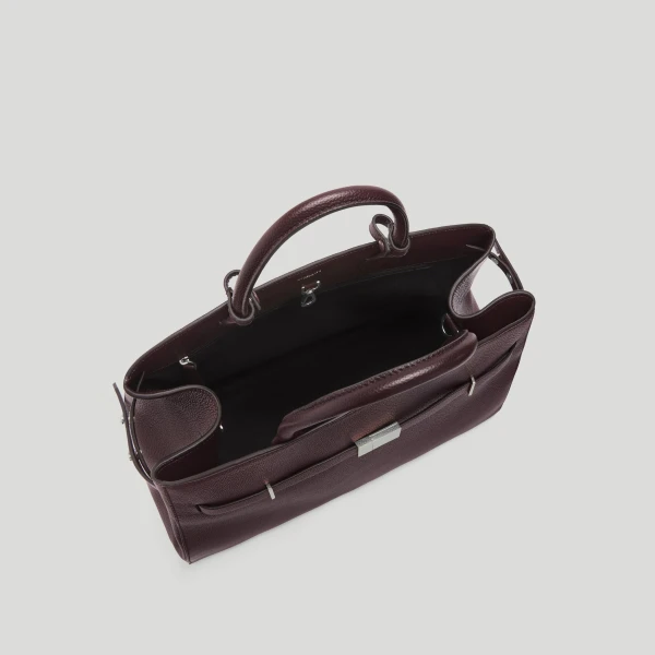 DeMellier The Hudson in Bordeaux Small Grain Tote Bag, view 3 | Totes & Top-Handle Bags | Coveti