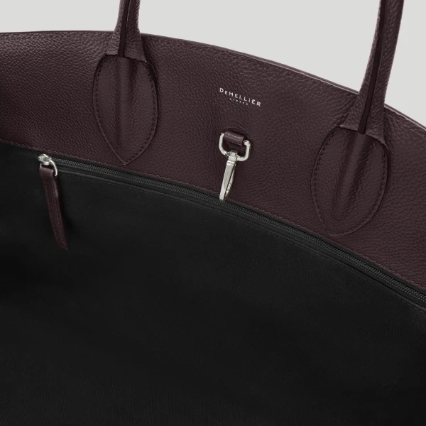 DeMellier The Hudson in Bordeaux Small Grain Tote Bag, view 4 | Totes & Top-Handle Bags | Coveti