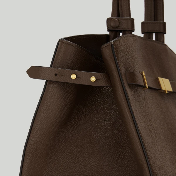 DeMellier The Hudson in Mocha Small Grain Tote Bag, view 2 | Totes & Top-Handle Bags | Coveti