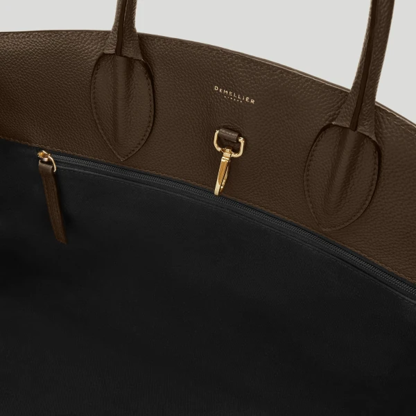 DeMellier The Hudson in Mocha Small Grain Tote Bag, view 4 | Totes & Top-Handle Bags | Coveti