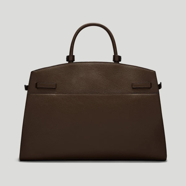 DeMellier The Hudson in Mocha Small Grain Tote Bag, view 5 | Totes & Top-Handle Bags | Coveti