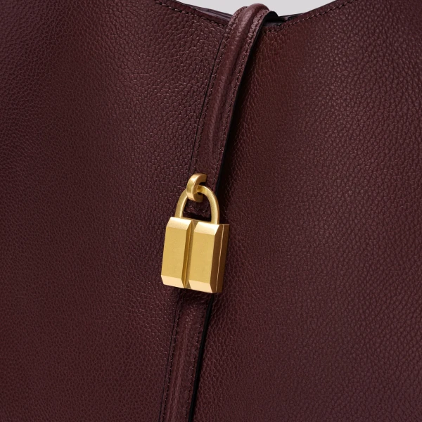 DeMellier The Large Siena Bucket in Burgundy Small Grain Bucket Bag, view 2 | Bucket Bags | Coveti