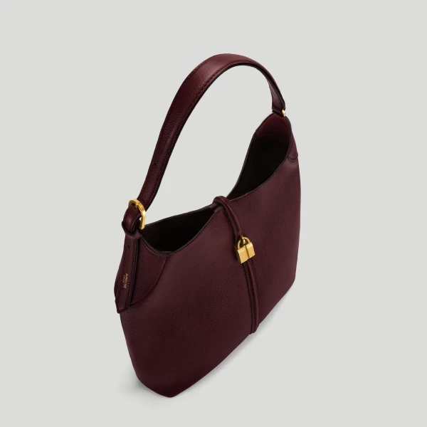 DeMellier The Large Siena Bucket in Burgundy Small Grain Bucket Bag, view 4 | Bucket Bags | Coveti