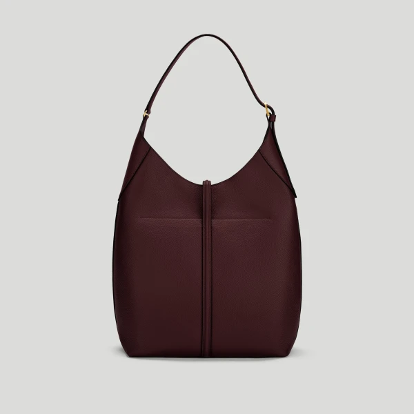 DeMellier The Large Siena Bucket in Burgundy Small Grain Bucket Bag, view 5 | Bucket Bags | Coveti