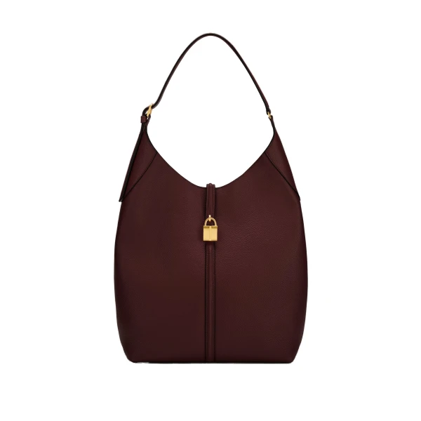 The Large Siena Bucket in Burgundy Small Grain Bucket Bag