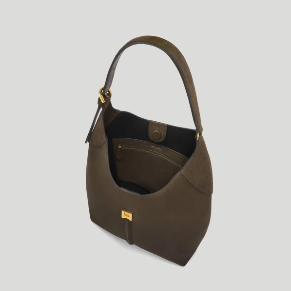 DeMellier The Large Siena Bucket in Hazel Suede Bucket Bag, view 3 | Bucket Bags | Coveti