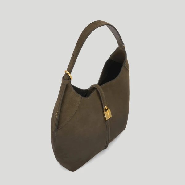 DeMellier The Large Siena Bucket in Hazel Suede Bucket Bag, view 4 | Bucket Bags | Coveti