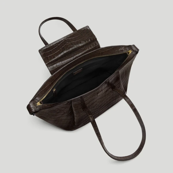 DeMellier The Midi Brooklyn in Dark Chocolate Croc-Effect Shoulder Bag, view 4 | Shoulder & Crossbody Bags | Coveti