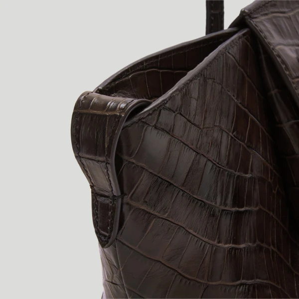 DeMellier The Midi Brooklyn in Dark Chocolate Croc-Effect Shoulder Bag, view 5 | Shoulder & Crossbody Bags | Coveti