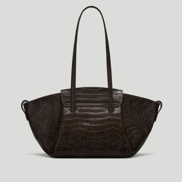DeMellier The Midi Brooklyn in Dark Chocolate Croc-Effect Shoulder Bag, view 6 | Shoulder & Crossbody Bags | Coveti