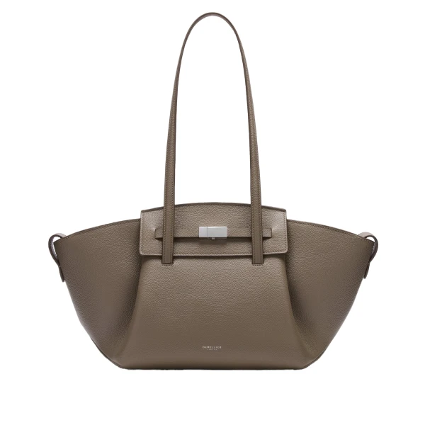 The Midi Brooklyn in Dark Taupe Small Grain Shoulder Bag