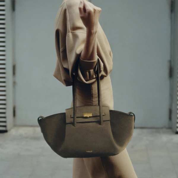 DeMellier The Midi Brooklyn in Hazel Suede Shoulder Bag, view 2 | Shoulder & Crossbody Bags | Coveti