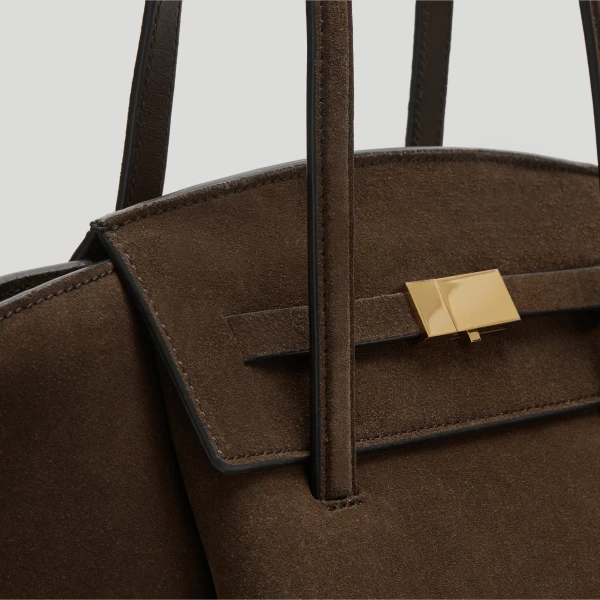 DeMellier The Midi Brooklyn in Mocha Suede Shoulder Bag, view 3 | Shoulder & Crossbody Bags | Coveti