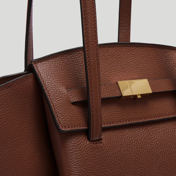 DeMellier The Midi Brooklyn in Warm Brown Small Grain Shoulder Bag, view 2 | Shoulder & Crossbody Bags | Coveti