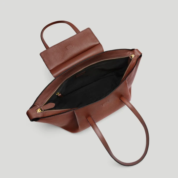 DeMellier The Midi Brooklyn in Warm Brown Small Grain Shoulder Bag, view 3 | Shoulder & Crossbody Bags | Coveti