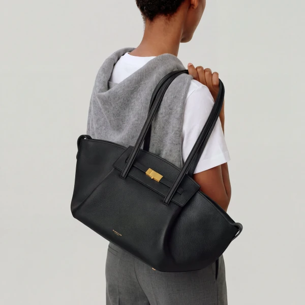 DeMellier The Midi Brooklyn in Warm Brown Small Grain Shoulder Bag, view 6 | Shoulder & Crossbody Bags | Coveti