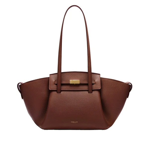 The Midi Brooklyn in Warm Brown Small Grain Shoulder Bag