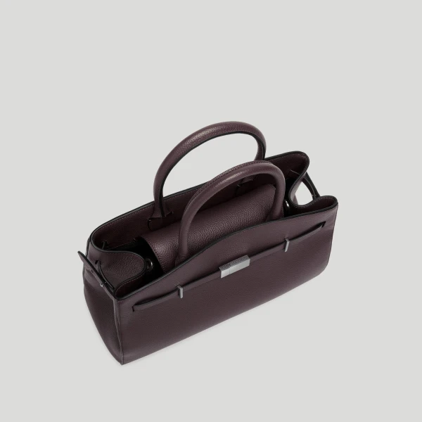 DeMellier The Midi Hudson in Bordeaux Small Grain Crossbody Bag, view 3 | Shoulder & Crossbody Bags | Coveti
