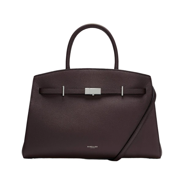 The Midi Hudson in Bordeaux Small Grain Crossbody Bag