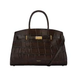 DeMellier The Midi Hudson in Dark Chocolate Large Croc-Effect Crossbody Bag | Shoulder & Crossbody Bags | Coveti