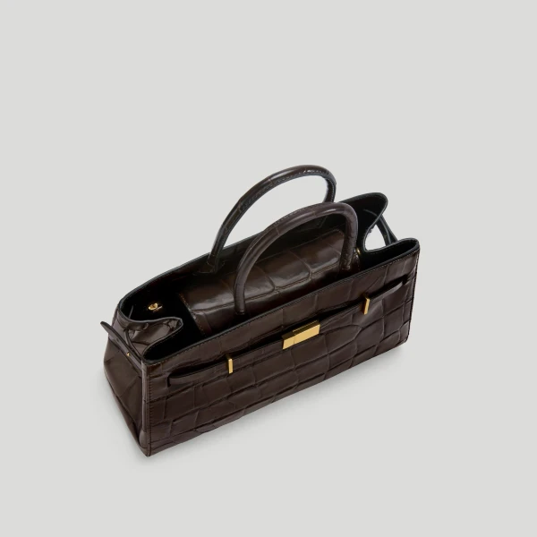 DeMellier The Midi Hudson in Dark Chocolate Large Croc-Effect Crossbody Bag, view 4 | Shoulder & Crossbody Bags | Coveti