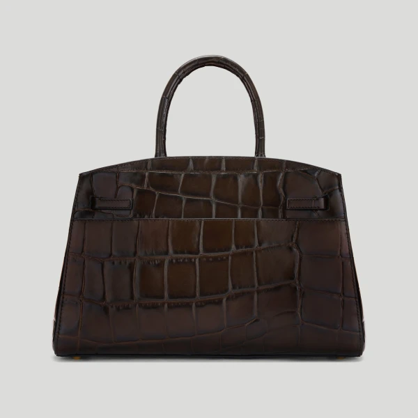 DeMellier The Midi Hudson in Dark Chocolate Large Croc-Effect Crossbody Bag, view 6 | Shoulder & Crossbody Bags | Coveti