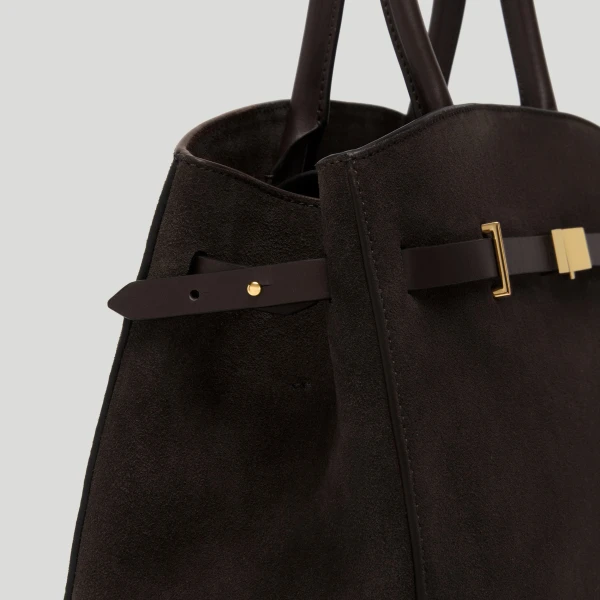 DeMellier The Midi Hudson in Dark Chocolate Suede Crossbody Bag, view 2 | Shoulder & Crossbody Bags | Coveti